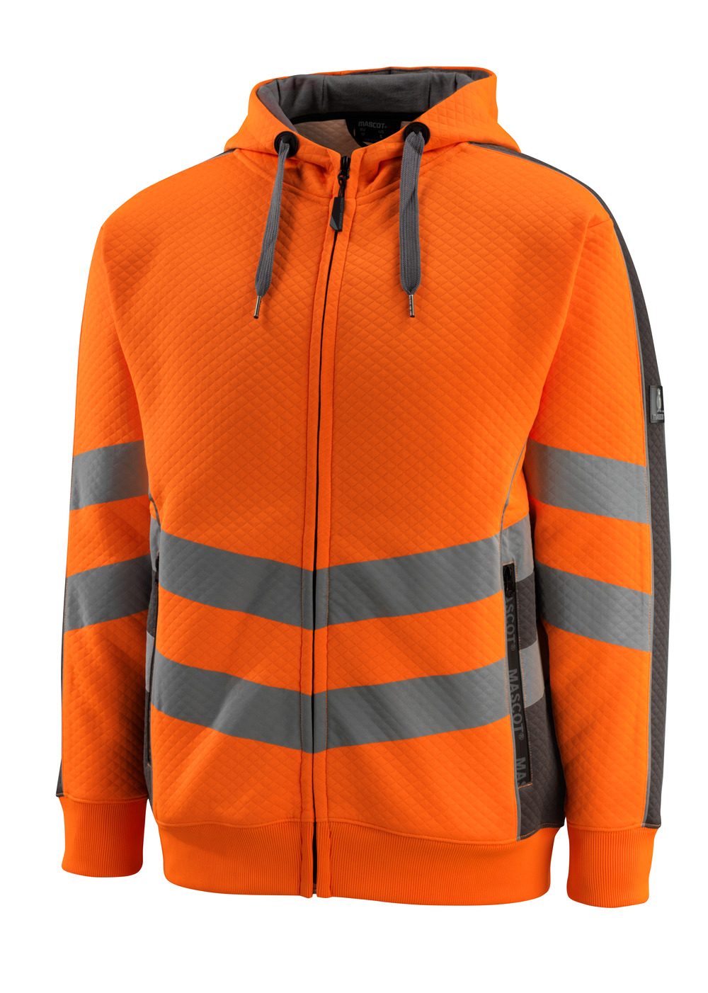 Capuchontrui met rits 50138 - 1418 - hi-vis oranje/donkerantraciet