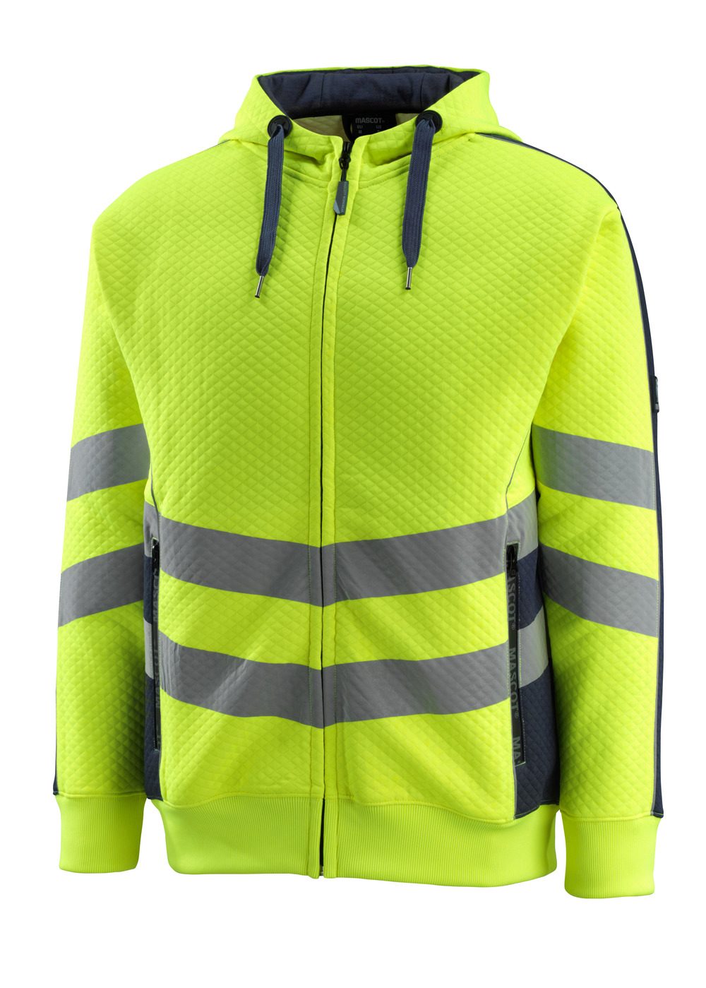 Capuchontrui met rits 50138 - 17010 - hi-vis geel/donkermarine