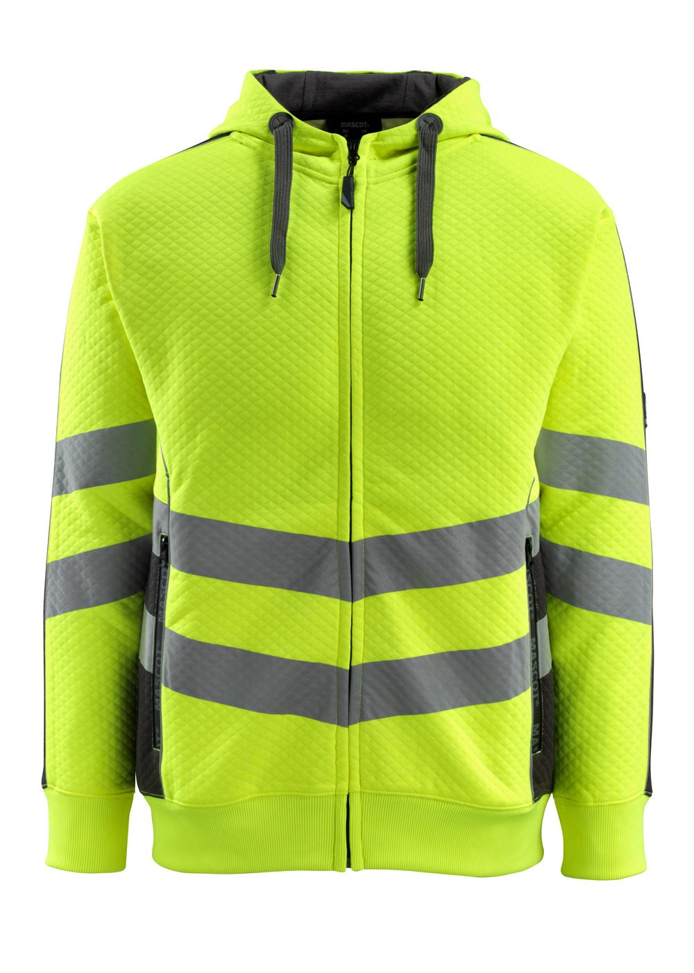 Capuchontrui met rits 50138 - 1709 - hi-vis geel/zwart