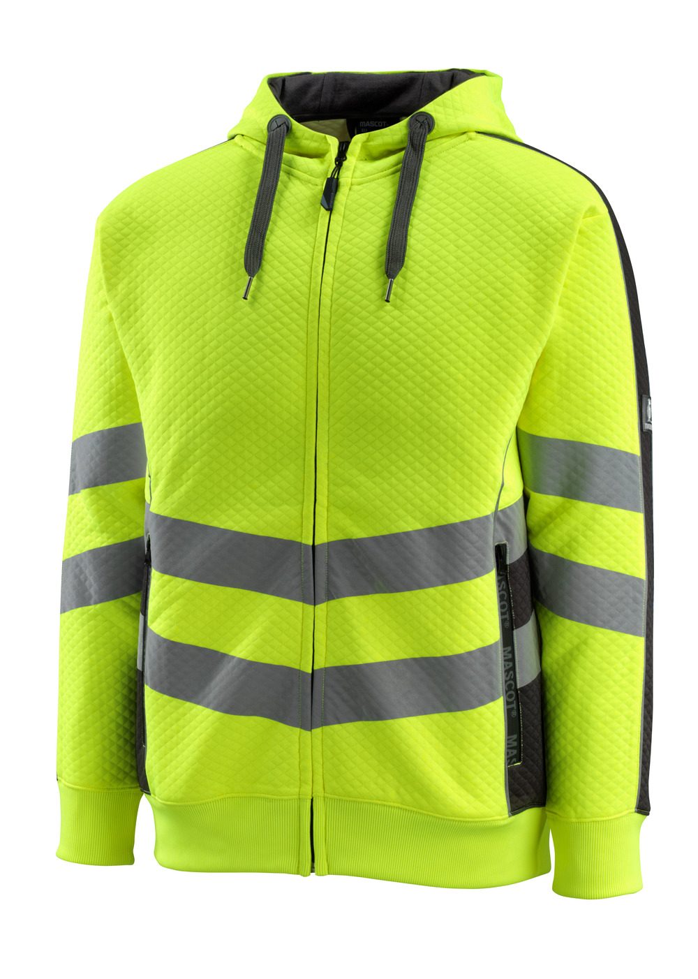 Capuchontrui met rits 50138 - 1709 - hi-vis geel/zwart