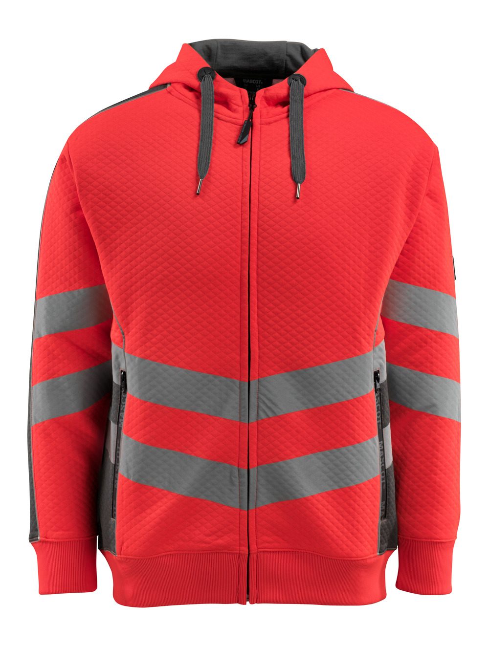 Capuchontrui met rits 50138 - 22218 - hi-vis rood/donkerantraciet