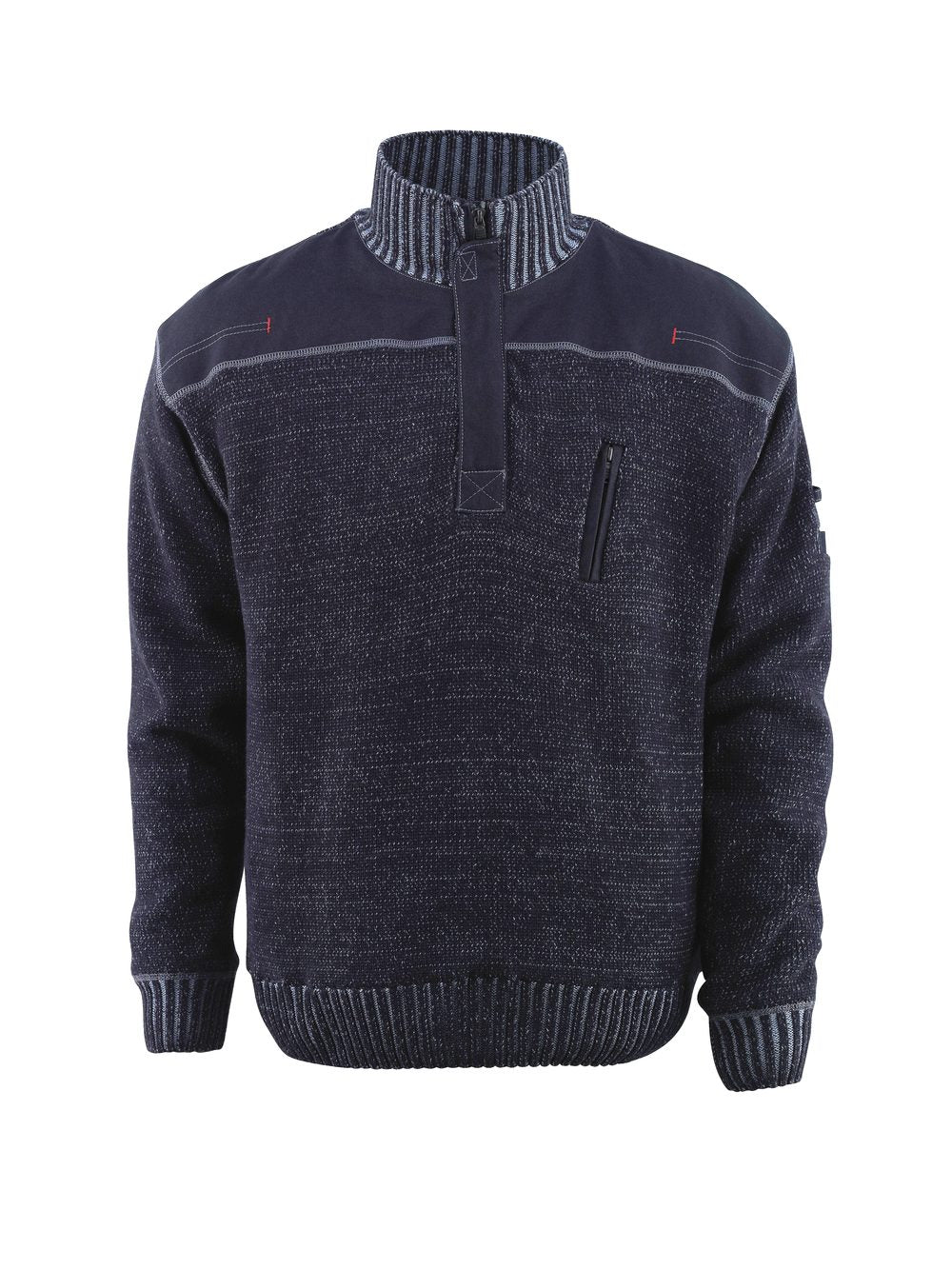 Gebreide trui met korte rits 50354 - 180 - blauwgrijs