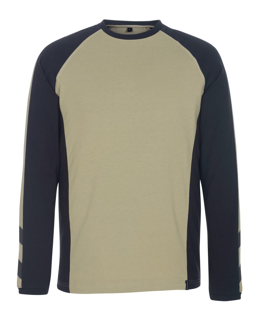 T-shirt lange mouwen 50568 - 5509 - lichtkhaki/zwart