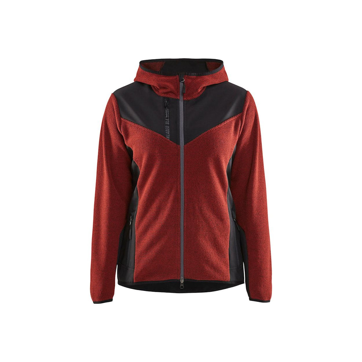 Blåkläder Gebreid damesjack met softshell Saddle Brown Gebrand rood/Zwart / XS,Gebrand rood/Zwart / S,Gebrand rood/Zwart / M,Gebrand rood/Zwart / L,Gebrand rood/Zwart / XL,Gebrand rood/Zwart / XXL,Gebrand rood/Zwart / XXXL