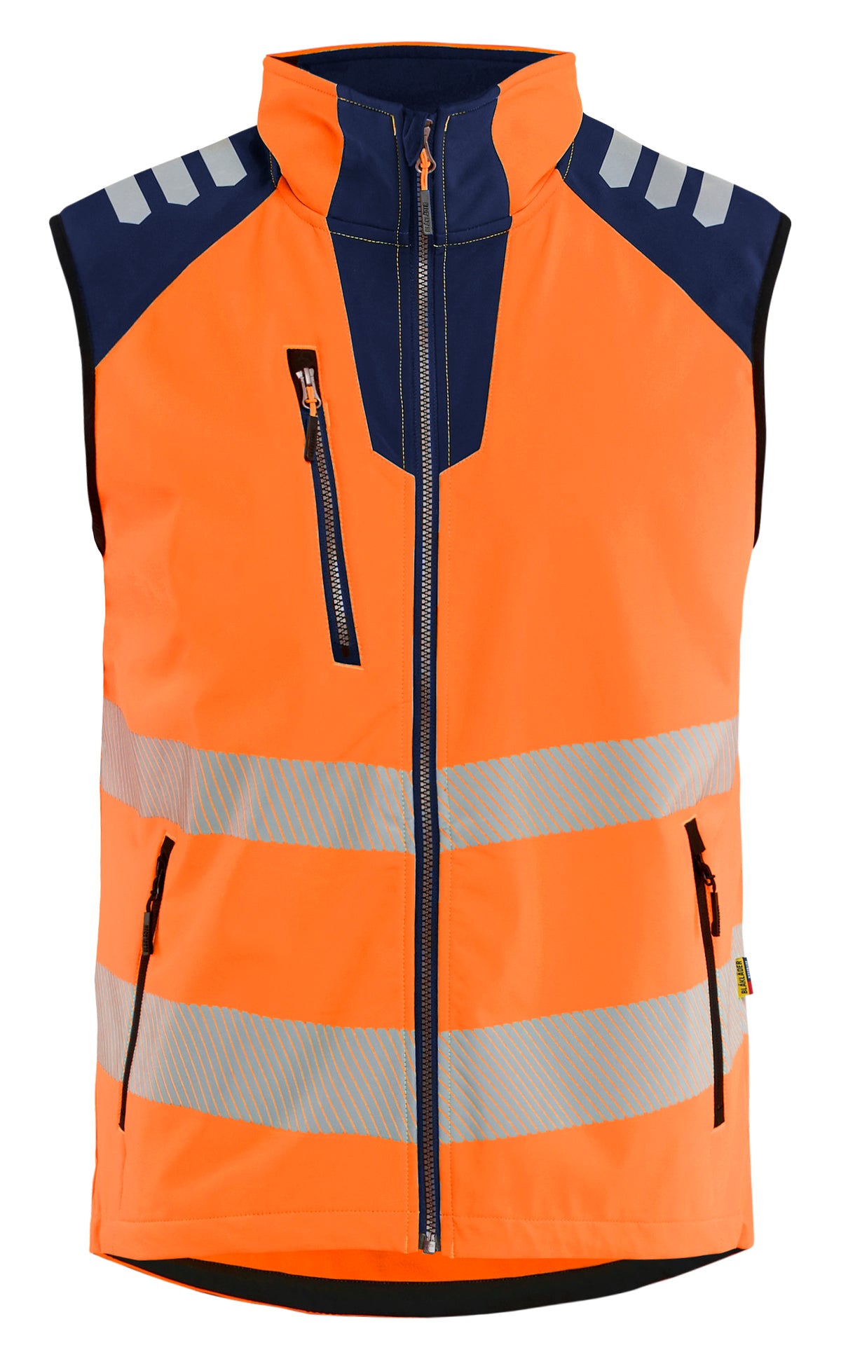 High-Visibility Softshell Bodywarmer 3091 - High Vis Oranje/Marineblauw