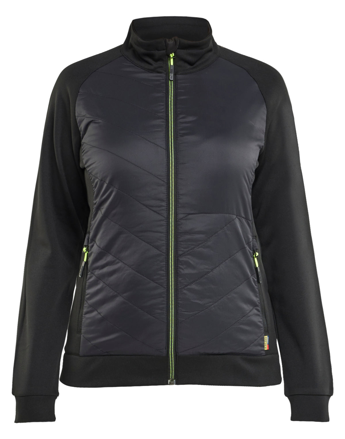 Hybride Sweatshirt met Rits Dames 3419 - Zwart/High Vis Geel