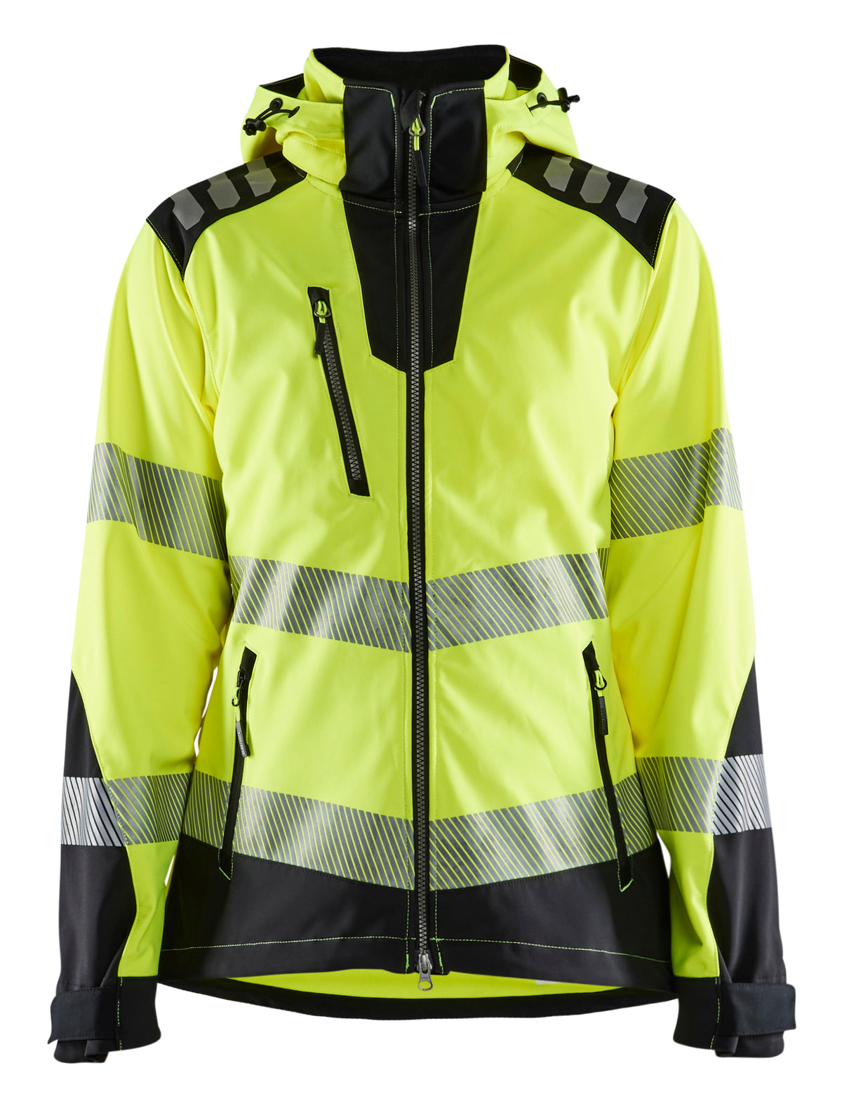 High-Visibility Softshell Jack Dames 4791 - High Vis Geel/Zwart