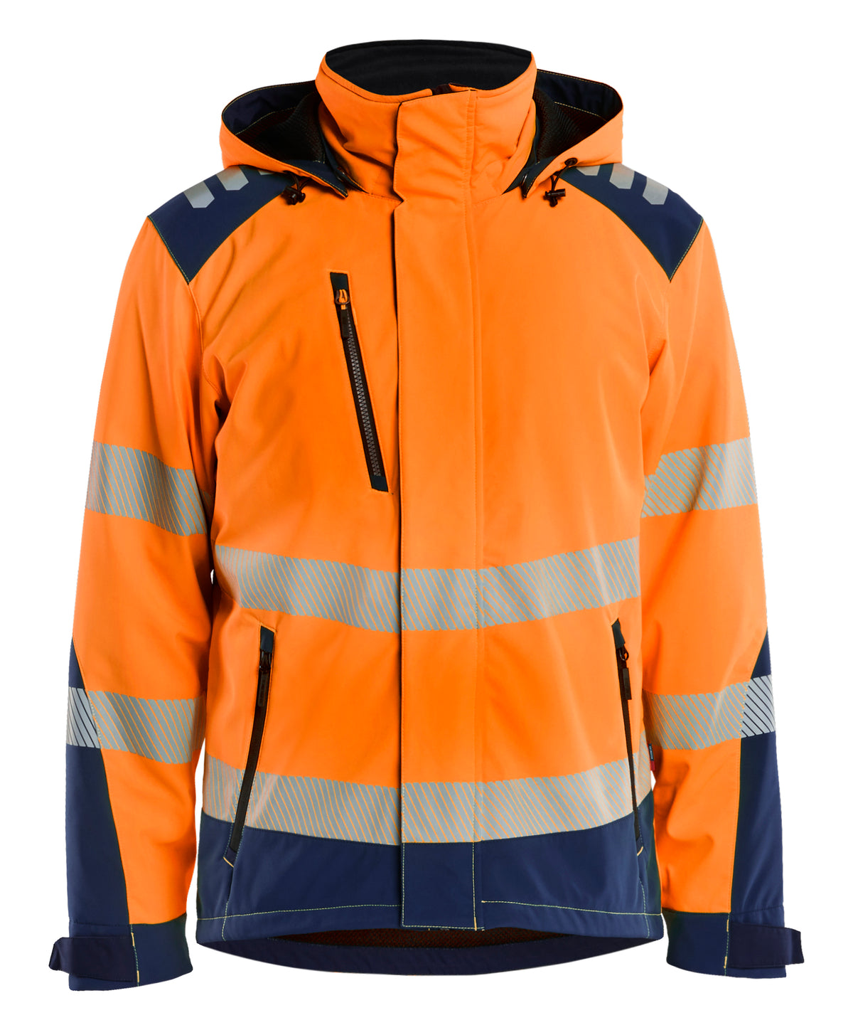 High-Visibility Softshell Winterjas 4400 - High Vis Oranje/Marineblauw