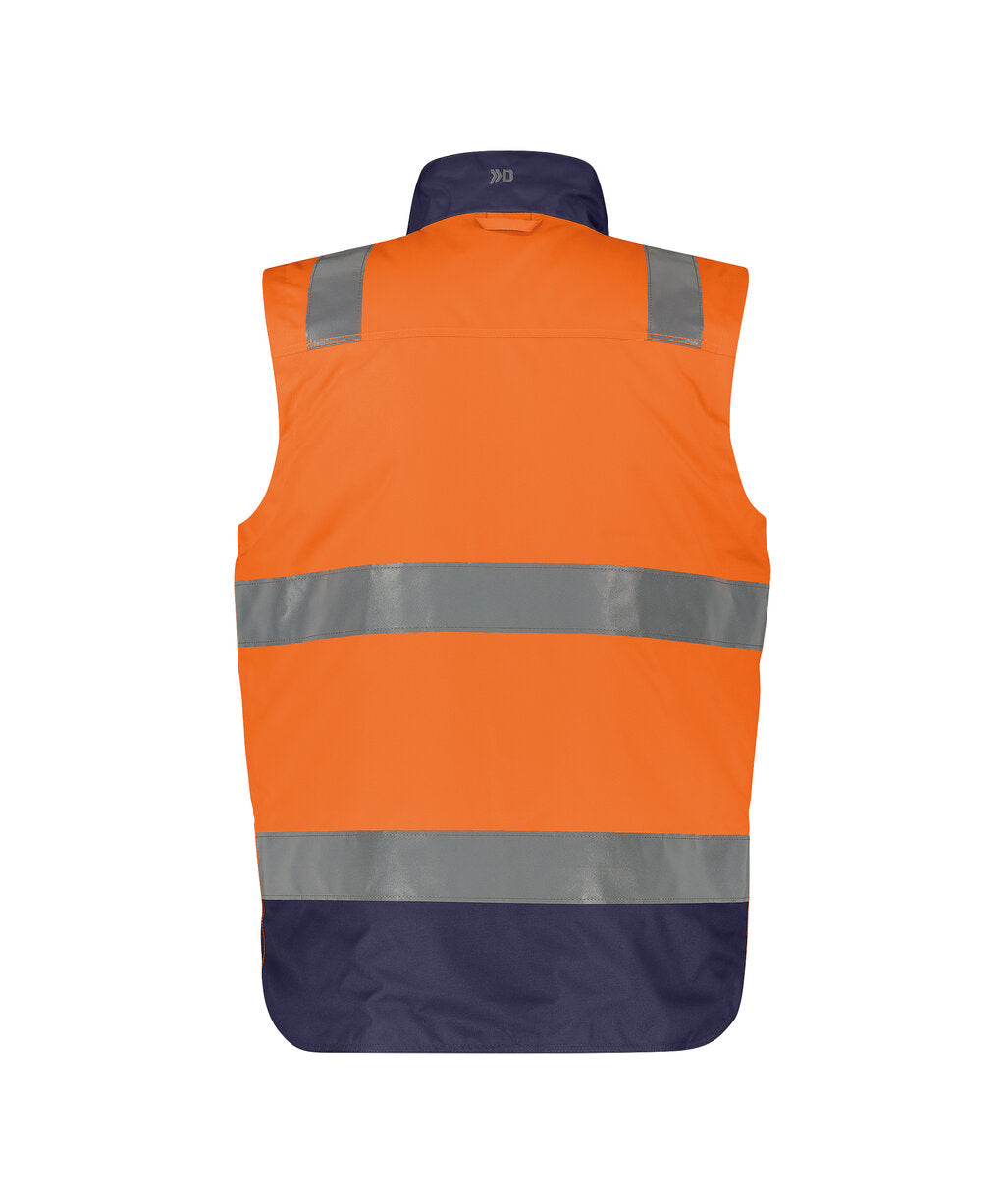 High-Visibility Bodywarmer Bilbao - Fluo-Oranje/Marineblauw
