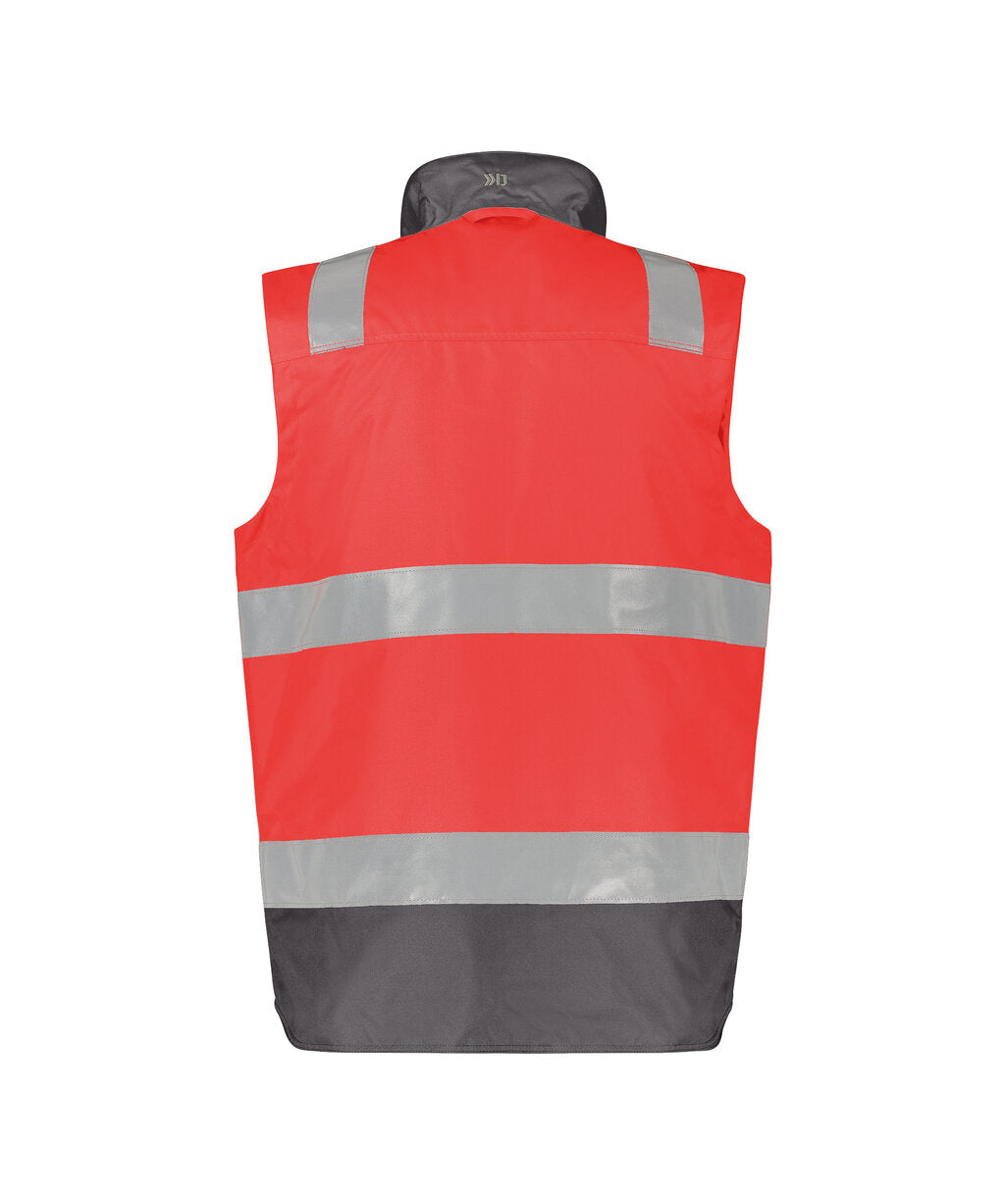 High-Visibility Bodywarmer Bilbao - Fluorood/Cementgrijs