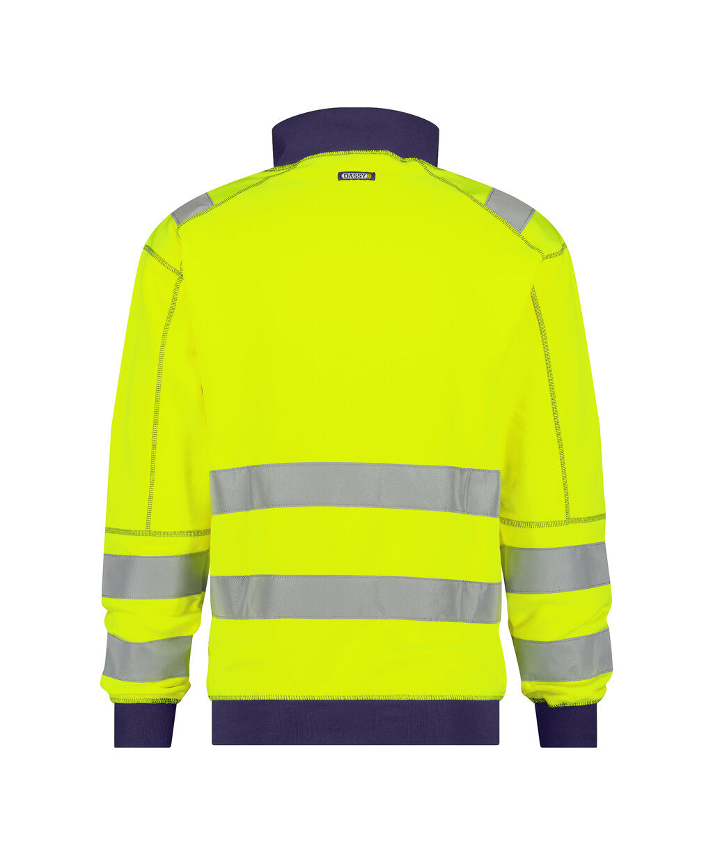 High-Visibility sweater Denver - Fluogeel/Marineblauw