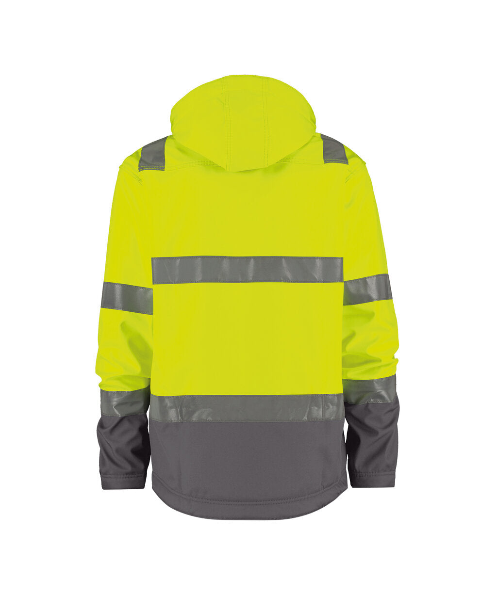 High-Visibility softshelljas Malaga - Fluogeel/Cementgrijs