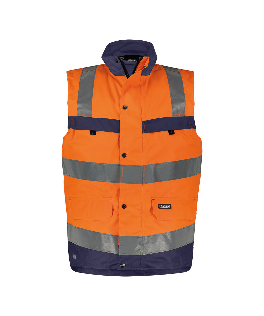High-Visibility Bodywarmer Bilbao - Fluo-Oranje/Marineblauw