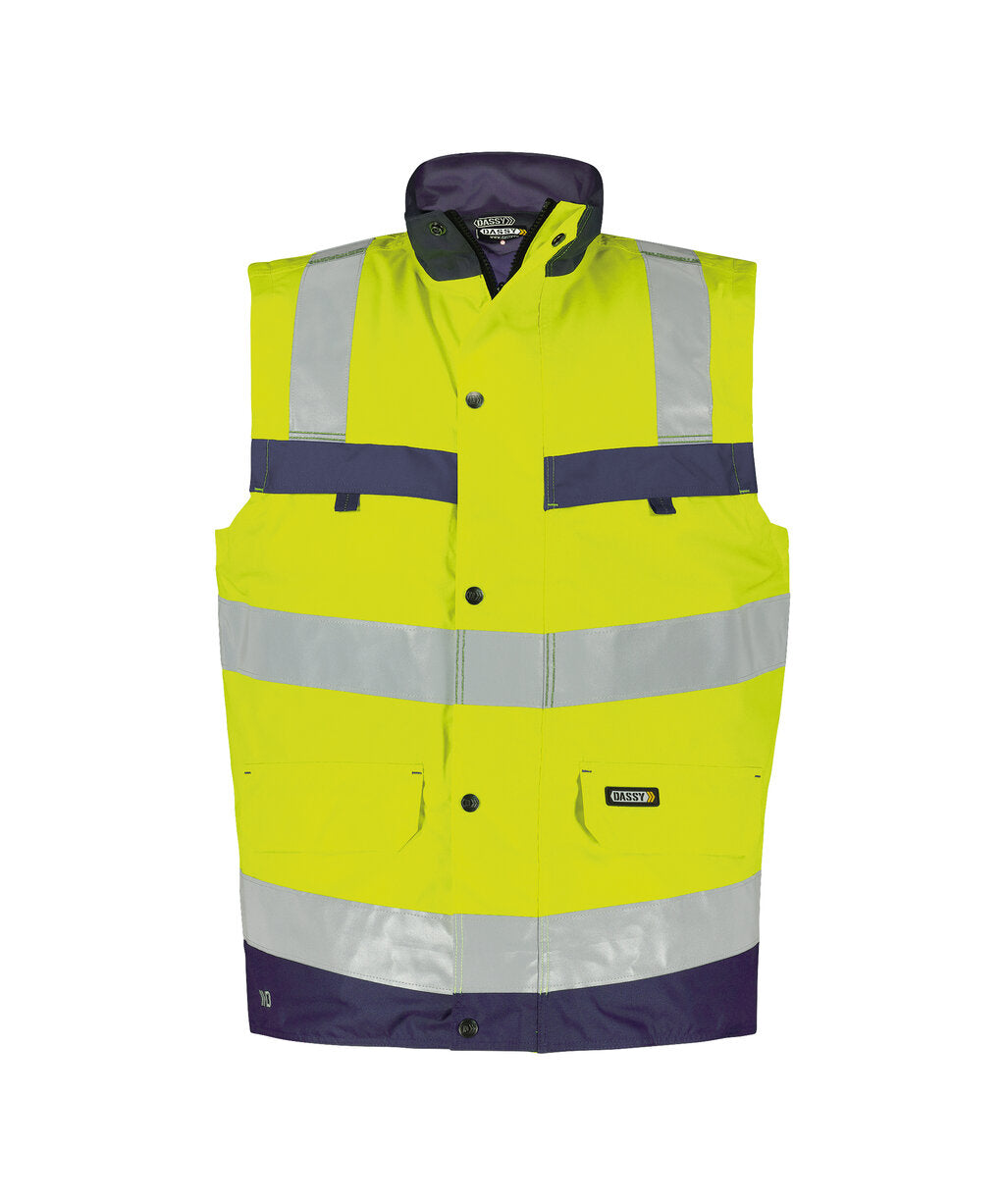 High-Visibility Bodywarmer Bilbao - Fluogeel/Marineblauw