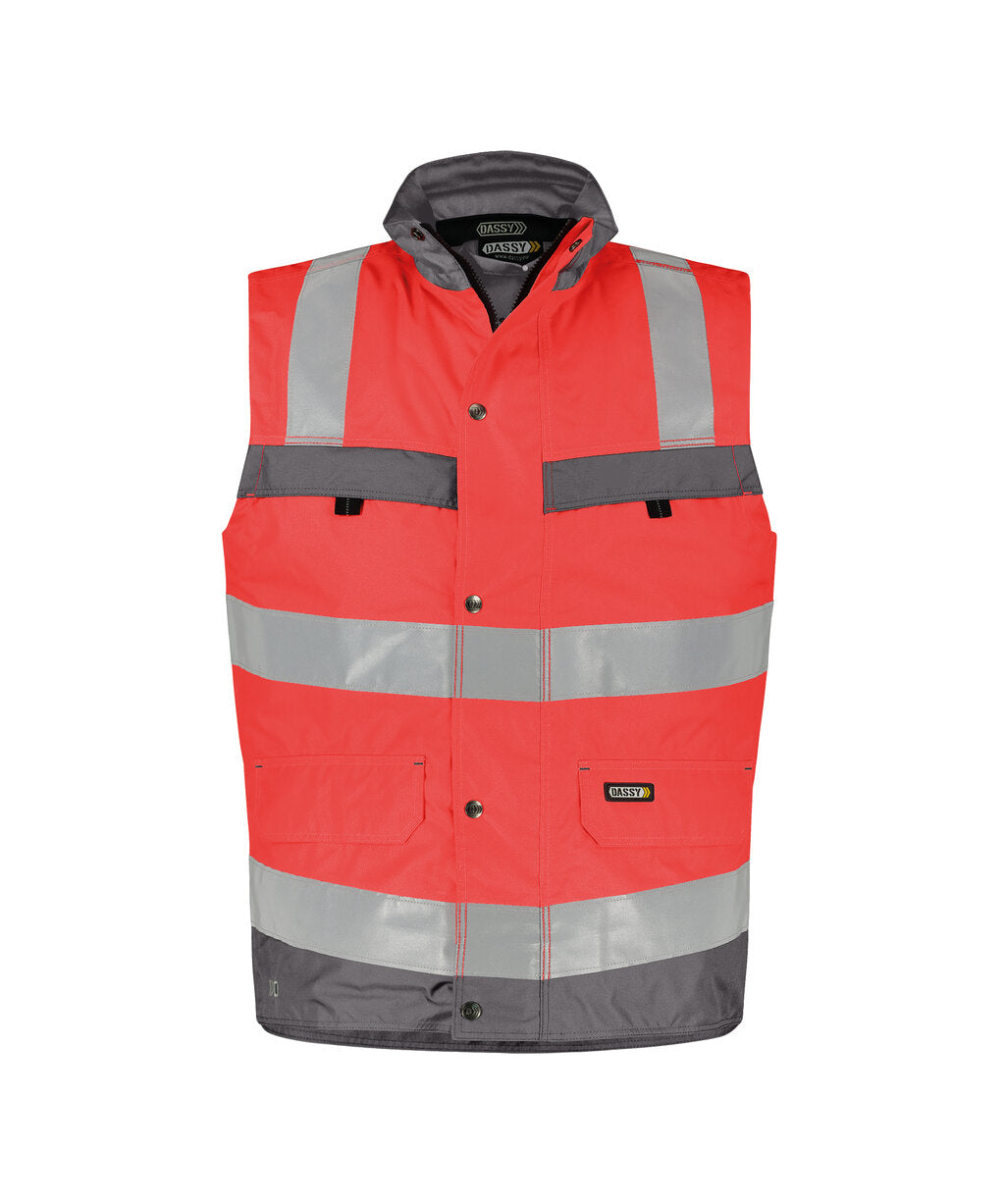 High-Visibility Bodywarmer Bilbao - Fluorood/Cementgrijs