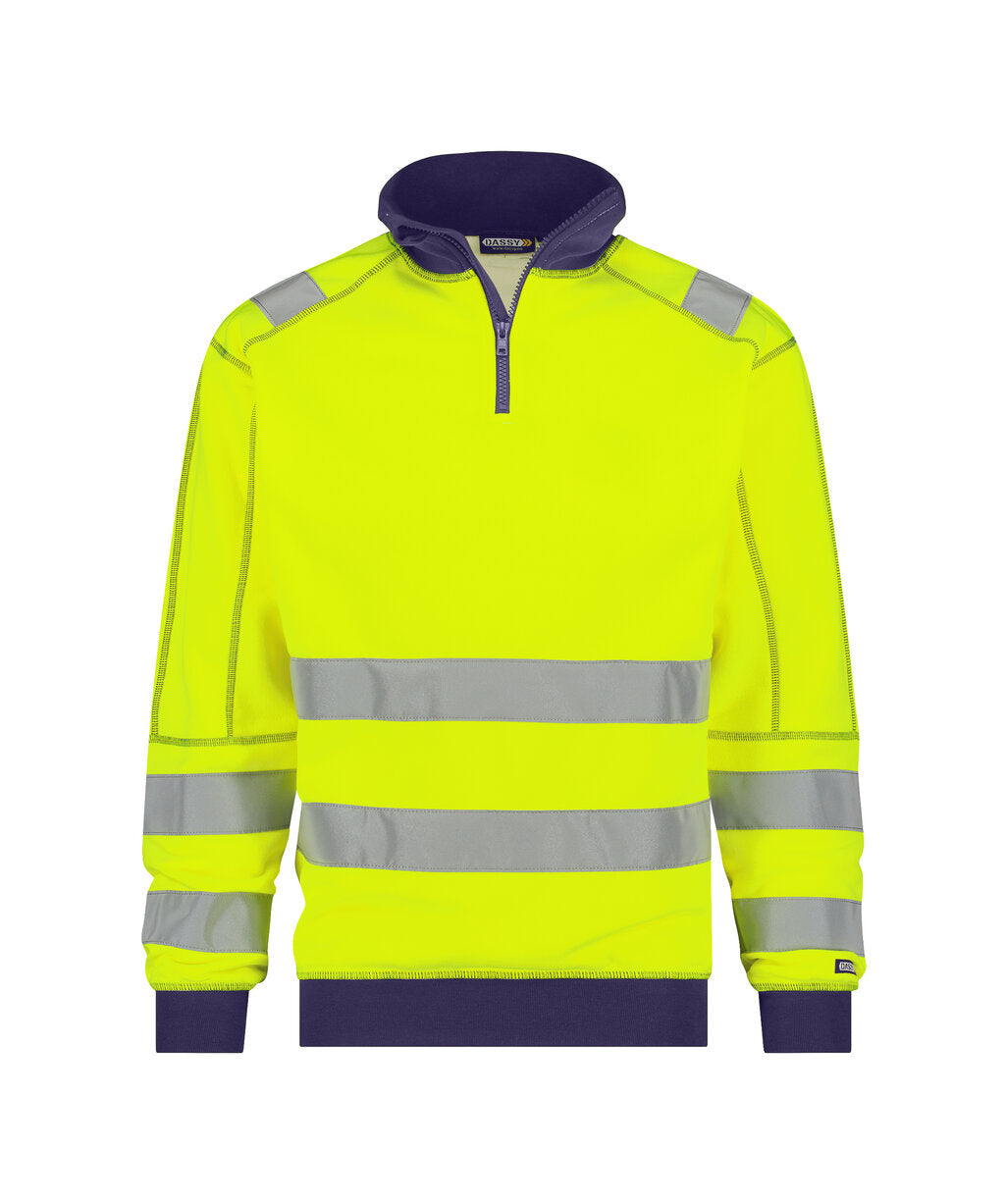 High-Visibility sweater Denver - Fluogeel/Marineblauw