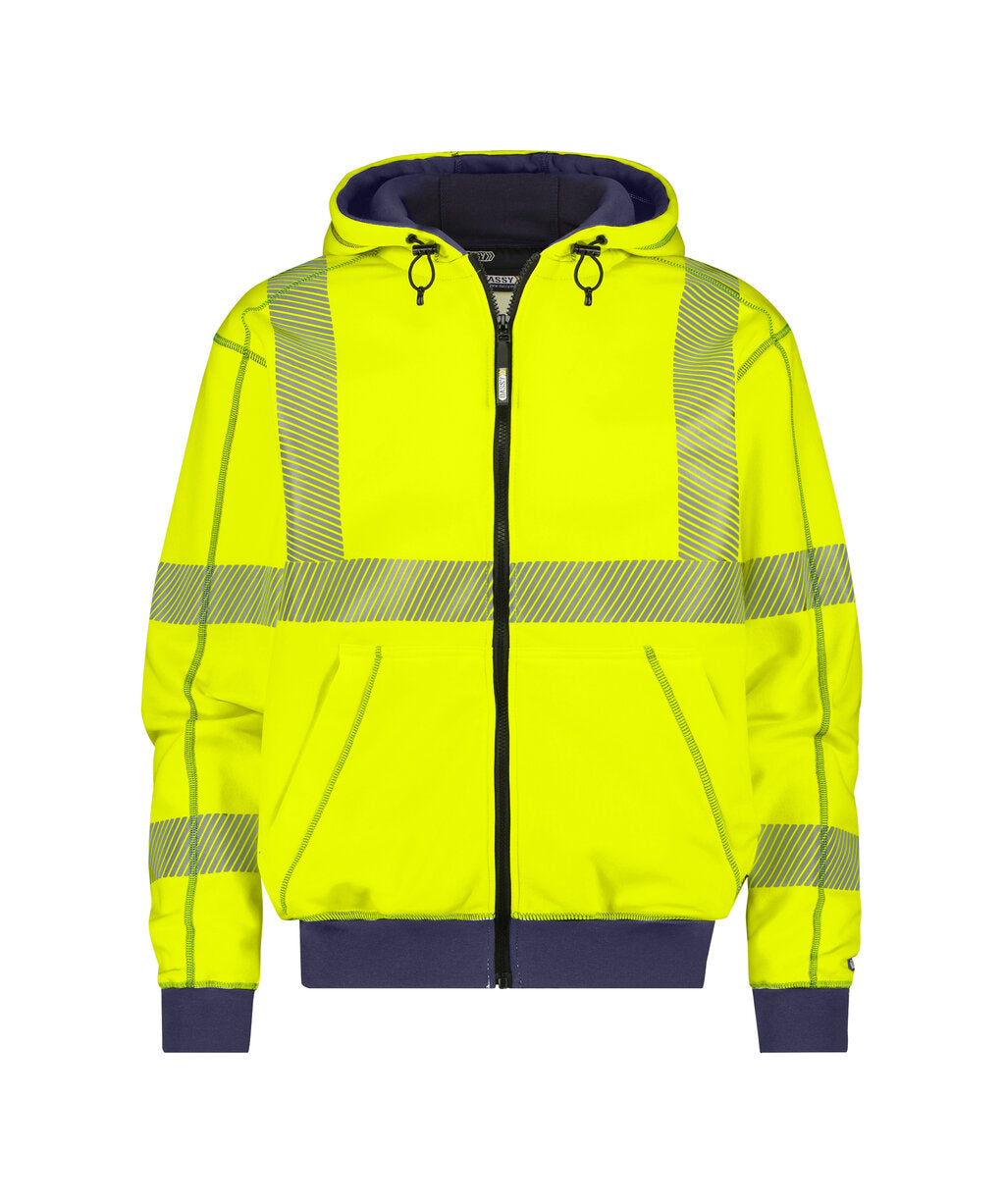 High-Visibility Hoodie Evans - Fluogeel/Marineblauw