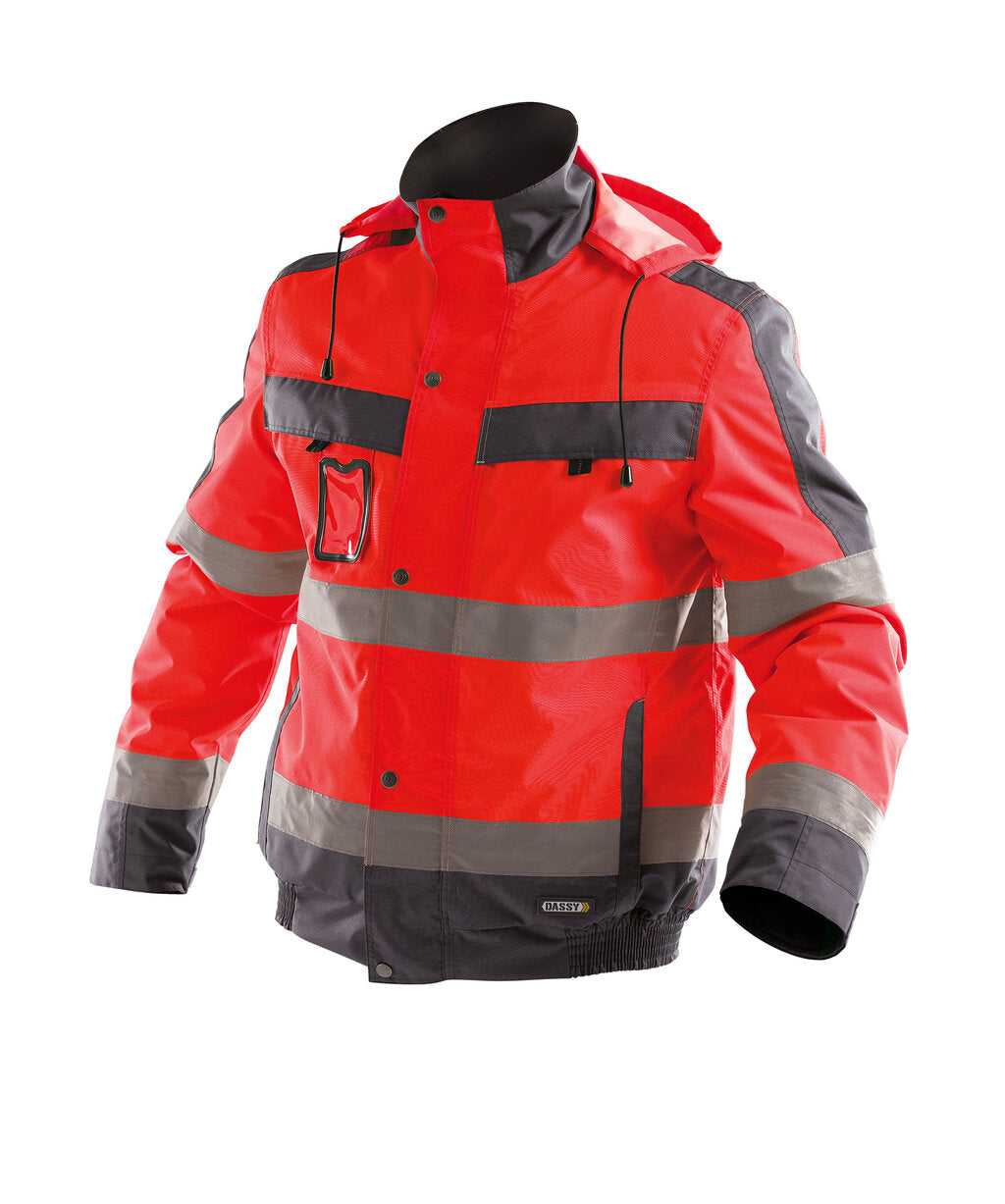 High-Visibility Winterjas Lima - Fluorood/Cementgrijs