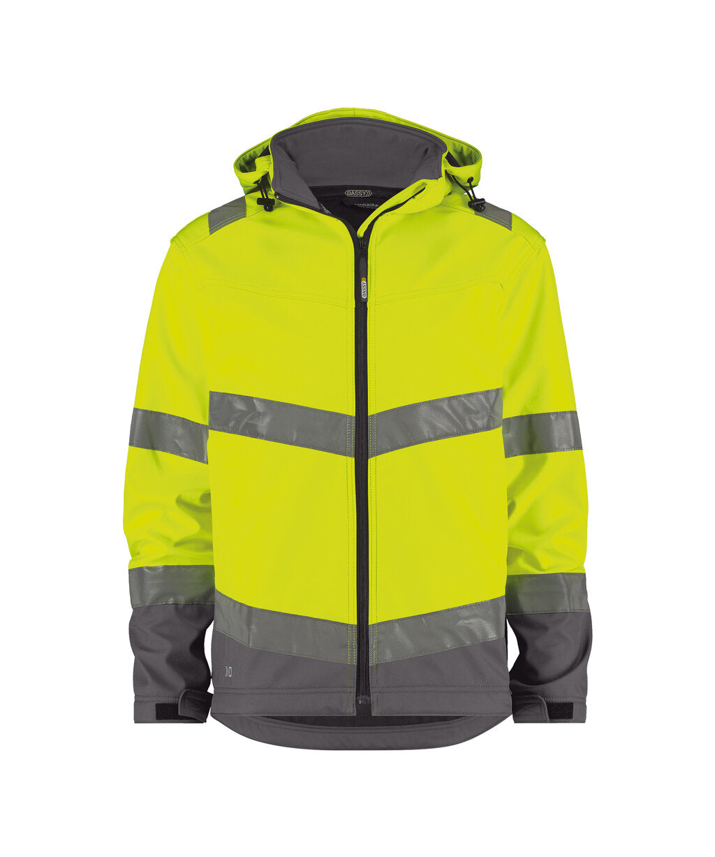High-Visibility softshelljas Malaga - Fluogeel/Cementgrijs