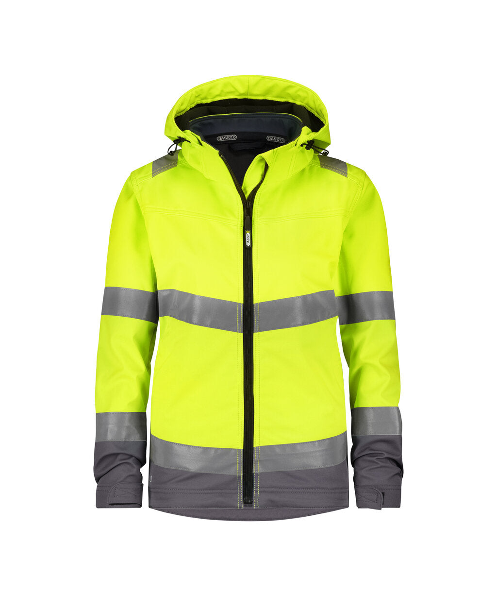 High-Visibility softshelljas Malaga Dames - Fluogeel/Cementgrijs