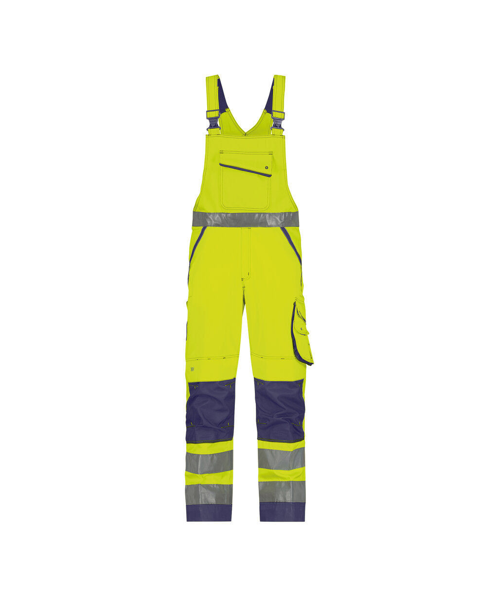 High-Visibility bretelbroek Malmedy - Fluogeel/Marineblauw