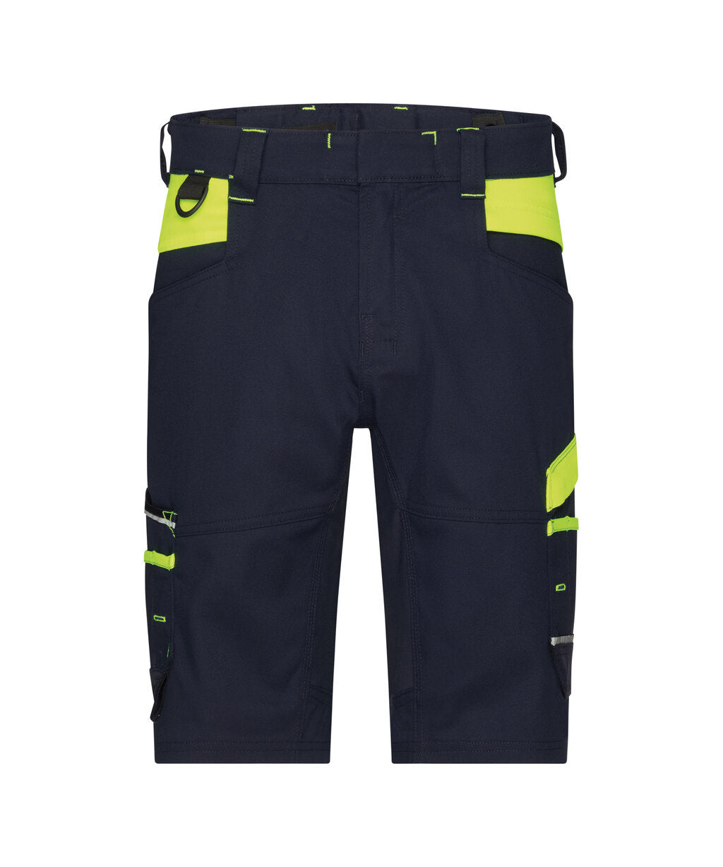 Werkshort Manilla Dames - Nachtblauw/Fluogeel