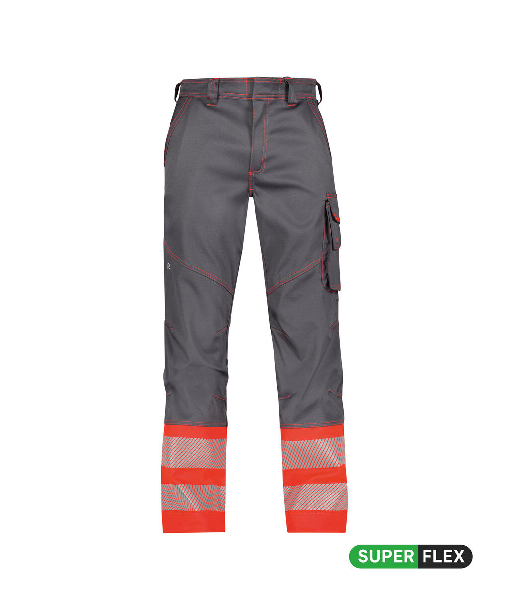 High-Visibility werkbroek Princeton - Cementgrijs/Fluorood
