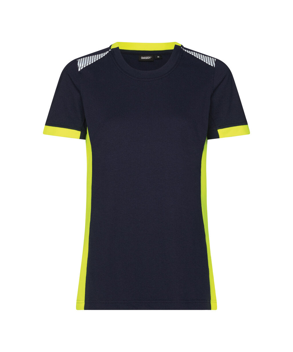 T-shirt Tampico Dames - Nachtblauw/Fluogeel
