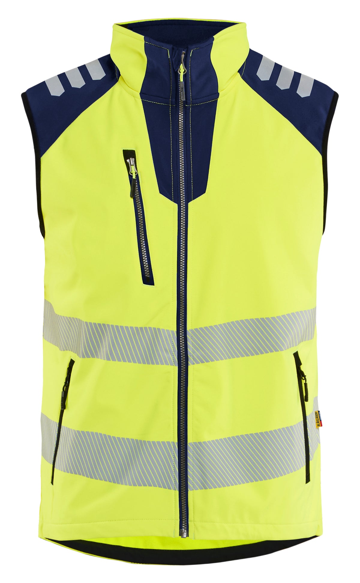 High-Visibility Softshell Bodywarmer 3091 - High Vis Geel/Marineblauw