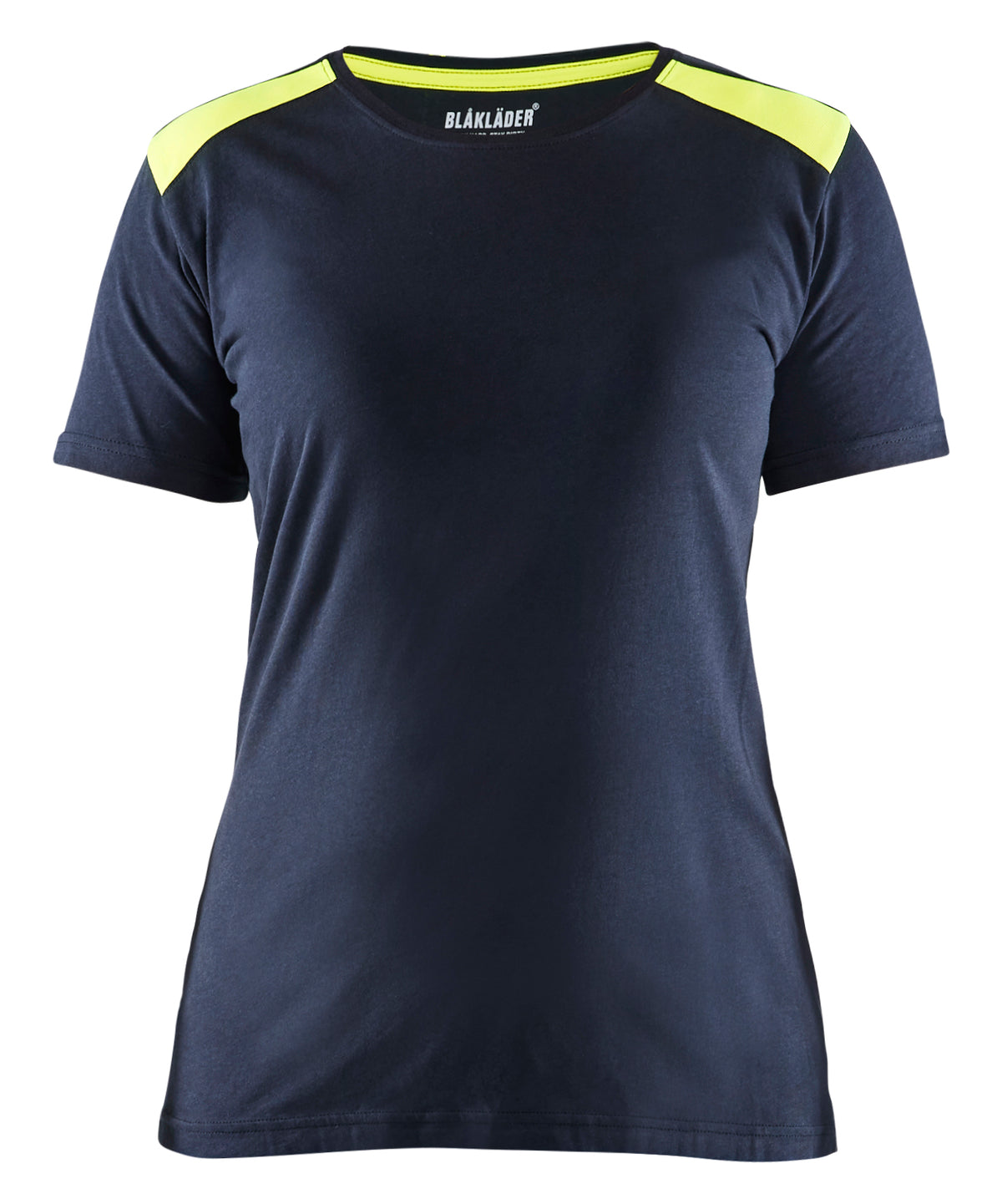 T-shirt Dames 3479 - Donker marineblauw/High Vis Geel