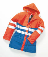 High-Visibility parka Plains - Korenblauw - Fluor Oranje