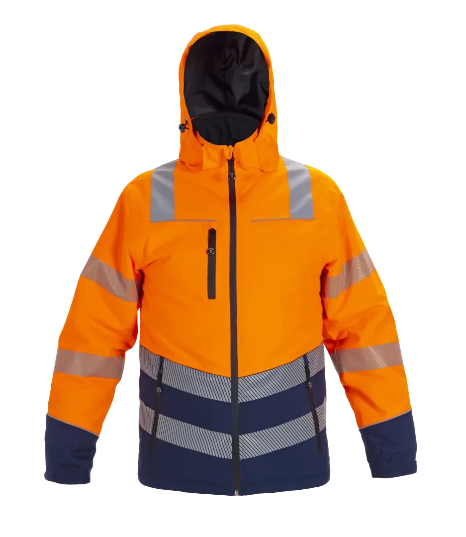 Winterparka Brussel - Fluor Oranje - Marine