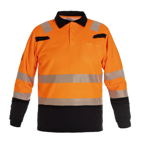 Poloshirt Multinorm Marbella - Fluor Oranje - Zwart