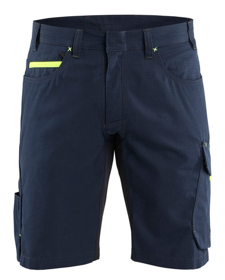 Korte Werkbroek 1499 - Donker marineblauw/High Vis Geel