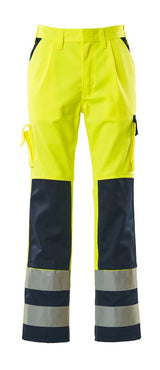 Broek met kniezakken 07179 - 171 - hi-vis geel/marine