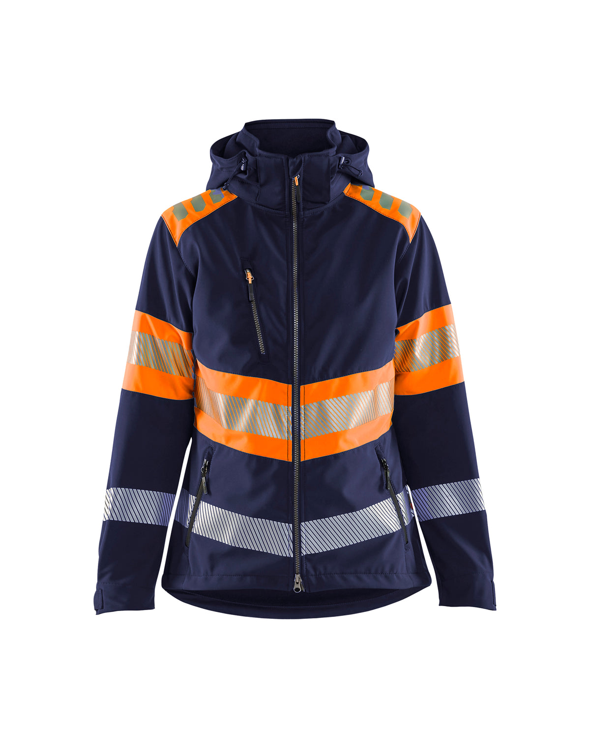 High-Visibility Softshell Jack Dames 4404 - Marineblauw/Oranje