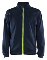 Sweatshirt met rits 3362 - Donker marineblauw/High Vis Geel