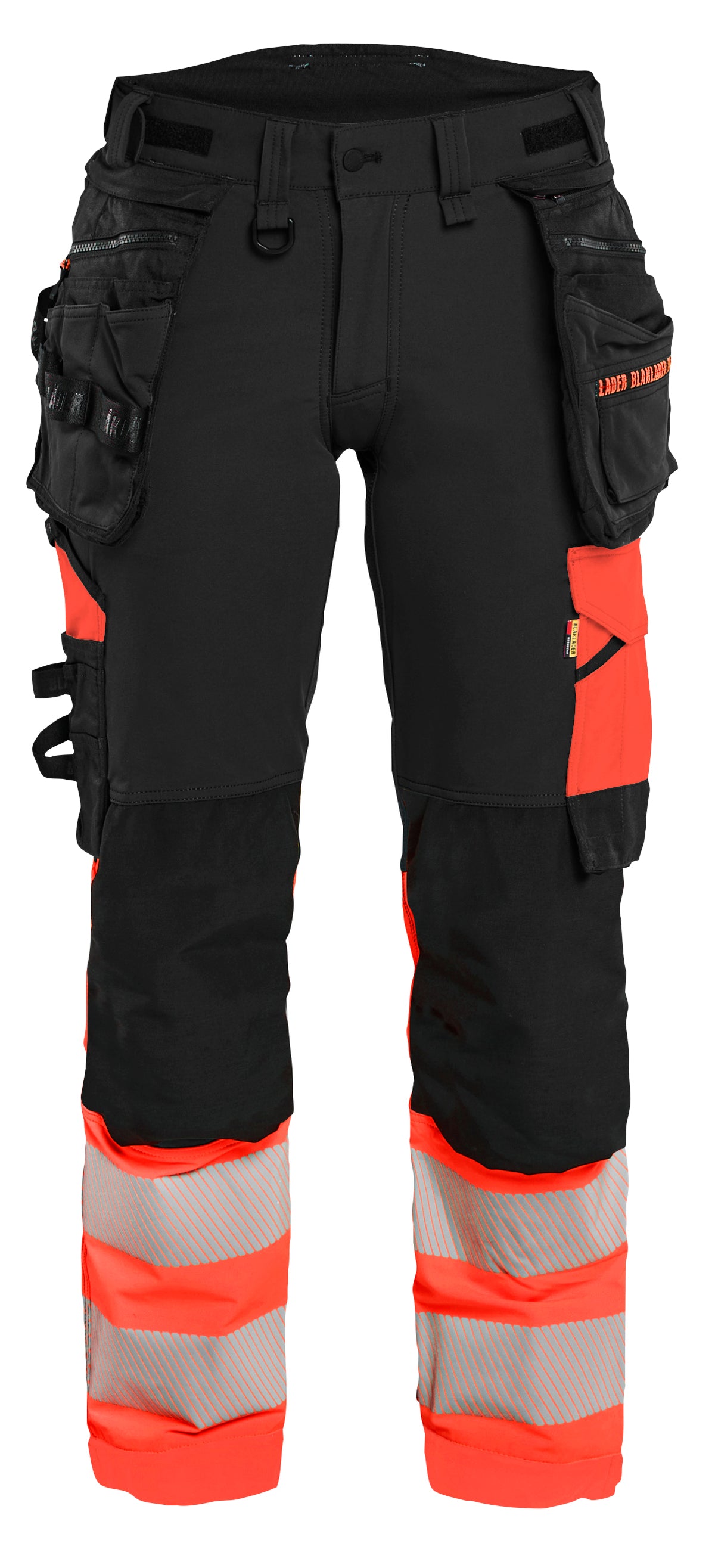 Werkbroek High-Visibility Dames 7025 - Zwart/High Vis Rood