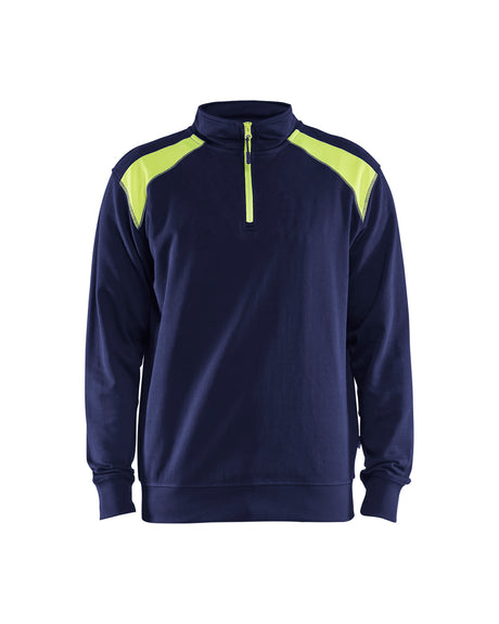 Sweatshirt 3353 - Marine/High Vis Geel