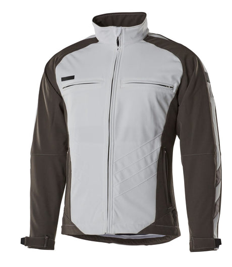 Softshell jas 12002 - 0618 - wit/donkerantraciet