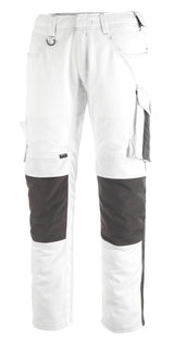 Broek met kniezakken 12179 - 0618 - wit/donkerantraciet
