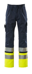 Broek met kniezakken 12379 - 0117 - marine/hi-vis geel