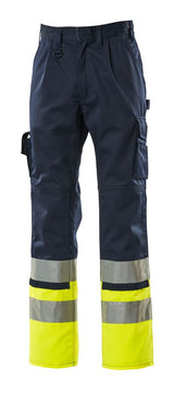 Broek met kniezakken 12379 - 0117 - marine/hi-vis geel