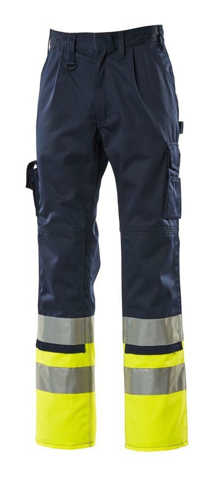 Broek met kniezakken 12379 - 0117 - marine/hi-vis geel