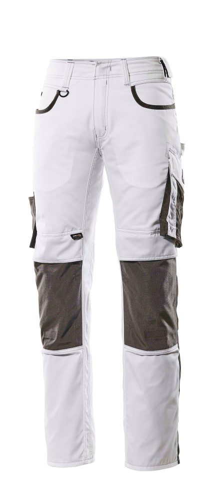 Broek met kniezakken 13079 - 0618 - wit/donkerantraciet