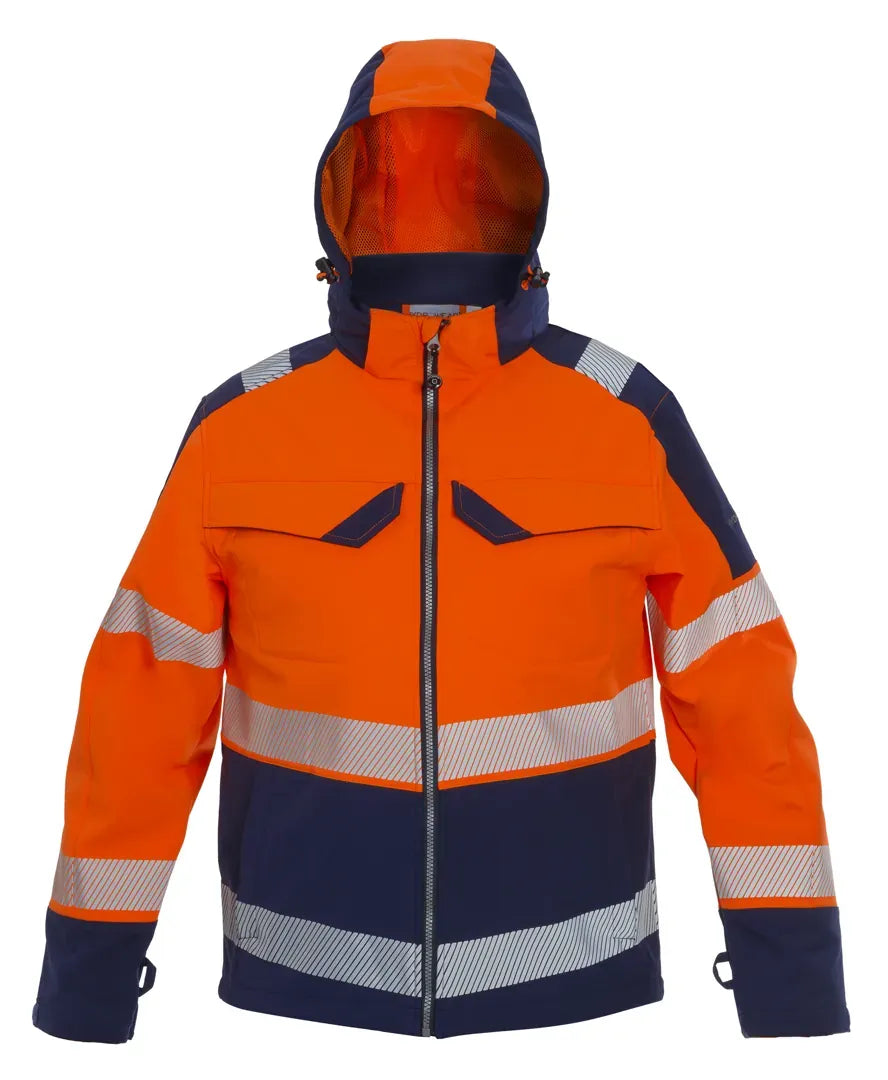 High-Visibility softshell jack Tacoma - Fluor Oranje - Marine