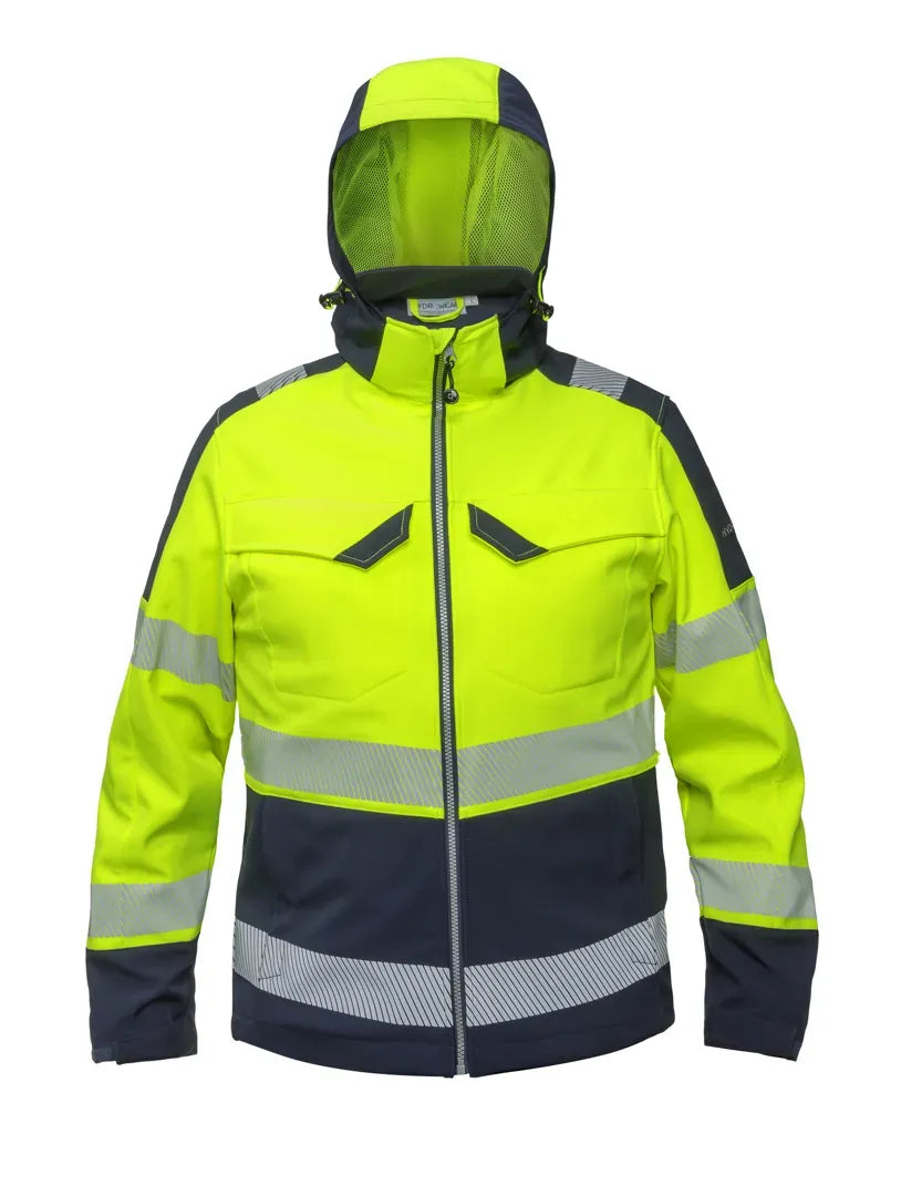 High-Visibility softshell jack Tacoma - Fluor Geel - Marine