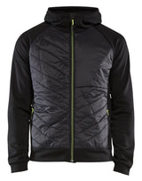 Hooded Hybride Sweatshirt met Rits 3463 - Zwart/High Vis Geel