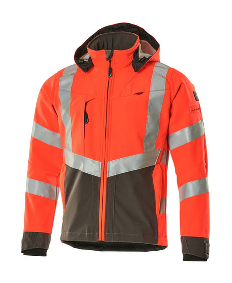Softshell jas 15502 - 22218 - hi-vis rood/donkerantraciet