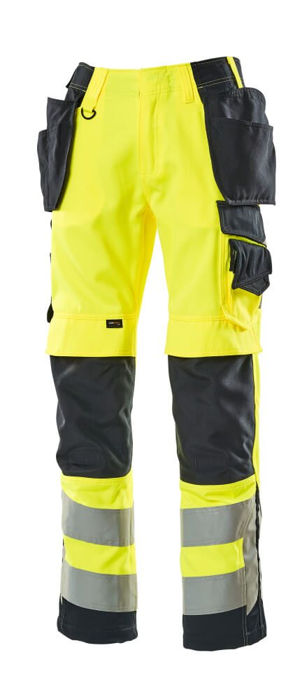 Broek met spijkerzakken 15531 - 17010 - hi-vis geel/donkermarine